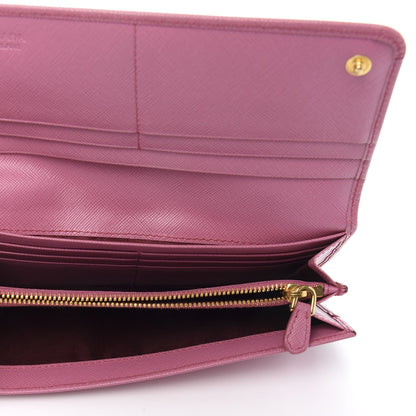 Prada Saffiano Metal Continental Flap Wallet Begonia 6 of 12