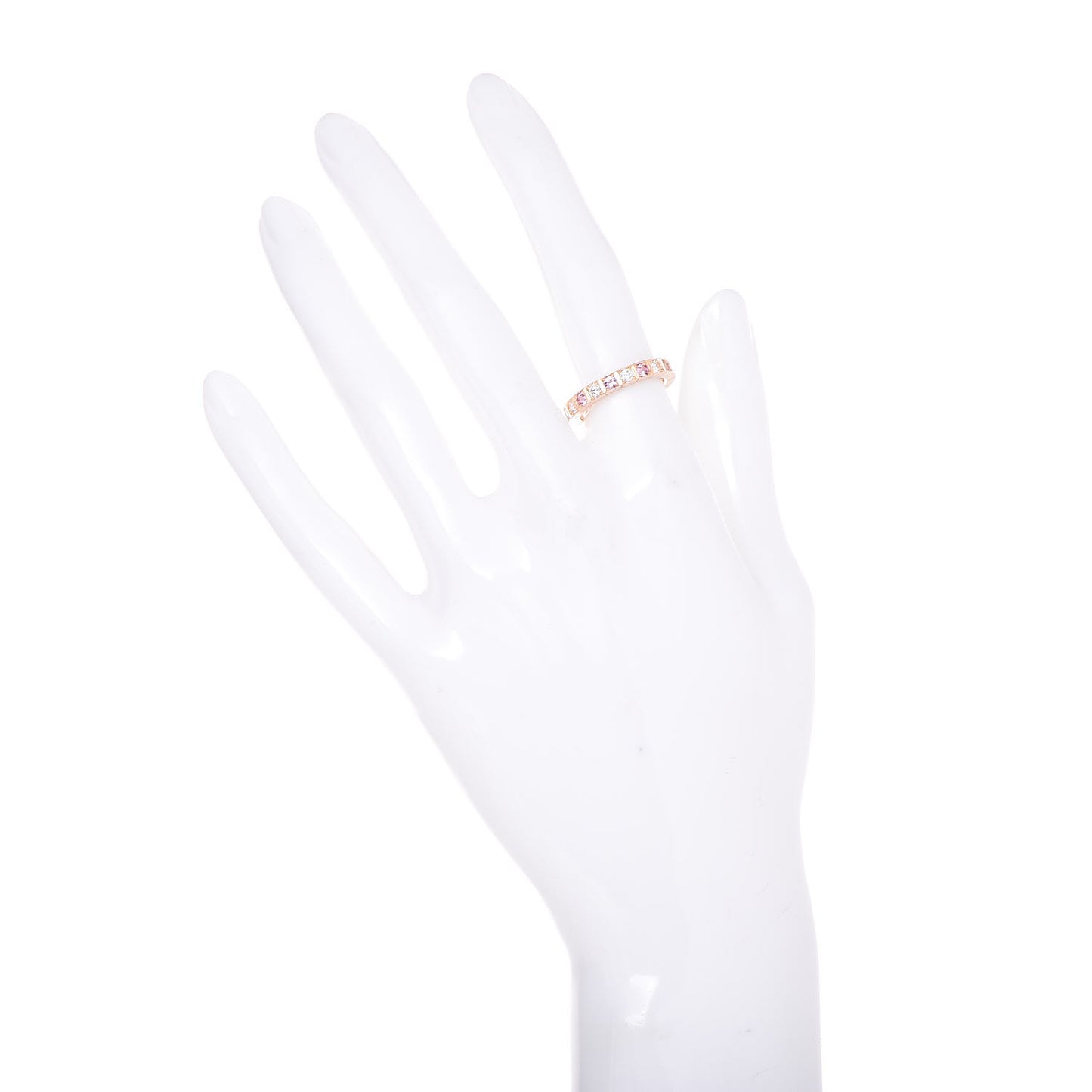 18K Pink Gold Diamond Pink Sapphire Lanieres Ring 51 5.75