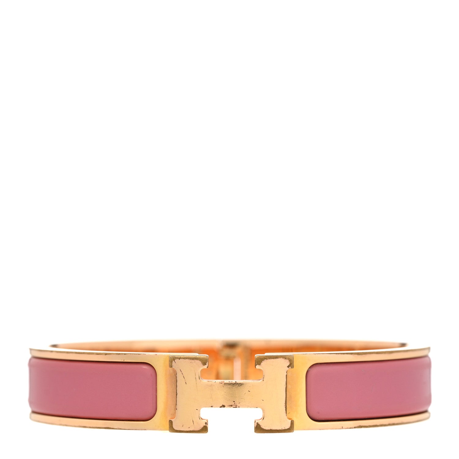 Hermes Enamel Narrow Clic Clac H Bracelet PM Rose Delirium 1 of 6
