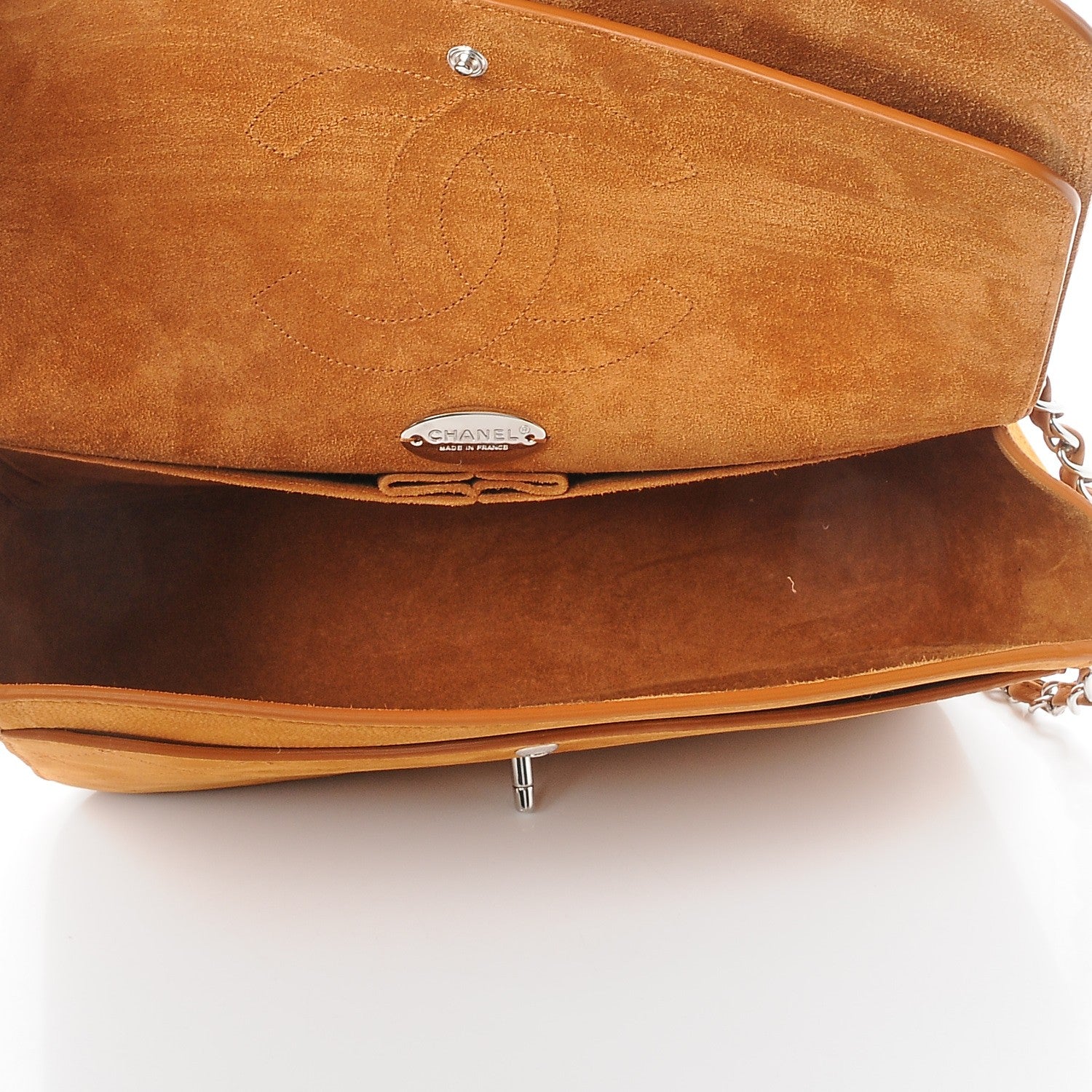 Chanel Suede Stitched Jumbo Double Flap Camel 6 of 13