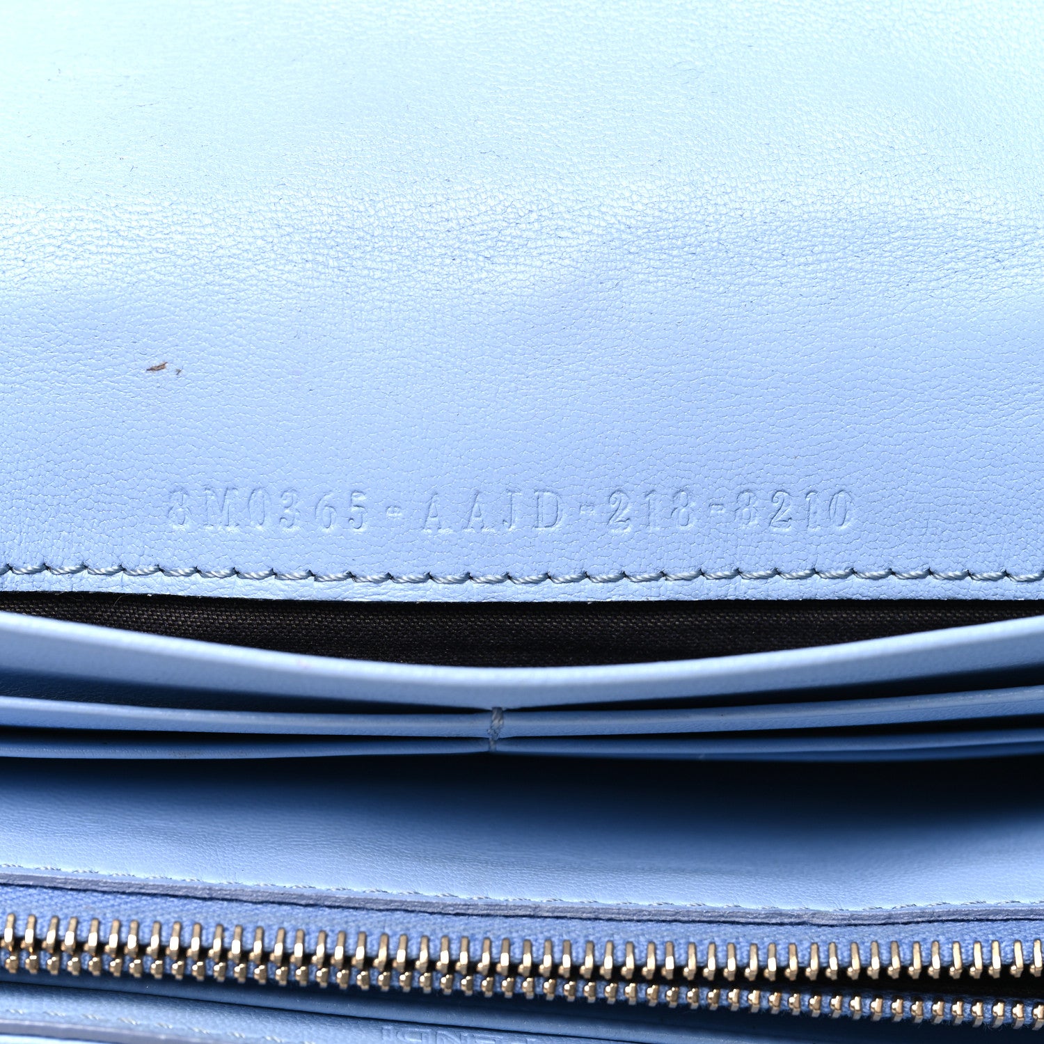 Fendi Nappa Matisse FF Embossed Continental Wallet on Chain Placid Blue 7 of 13