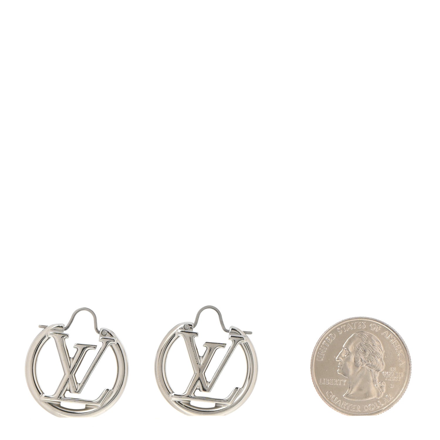 Louis Vuitton Palladium Small Louise Hoop Earrings Silver 2 of 5