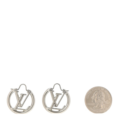 Louis Vuitton Palladium Small Louise Hoop Earrings Silver 2 of 5