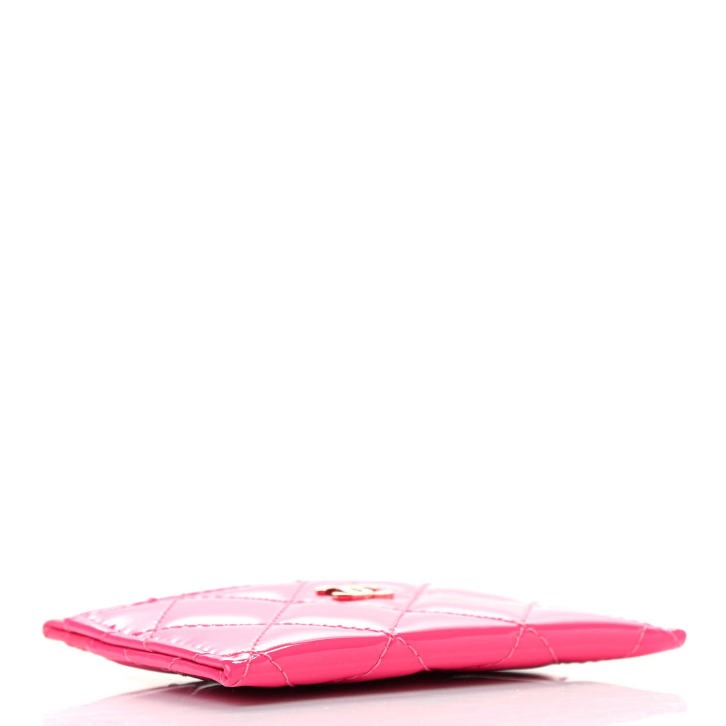 Patent Quilted Card Holder Pink