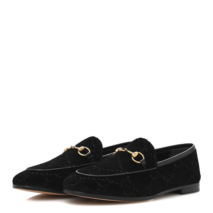 Gucci Velvet Horsebit Womens Jordaan Loafers 37.5 Black 4 of 11