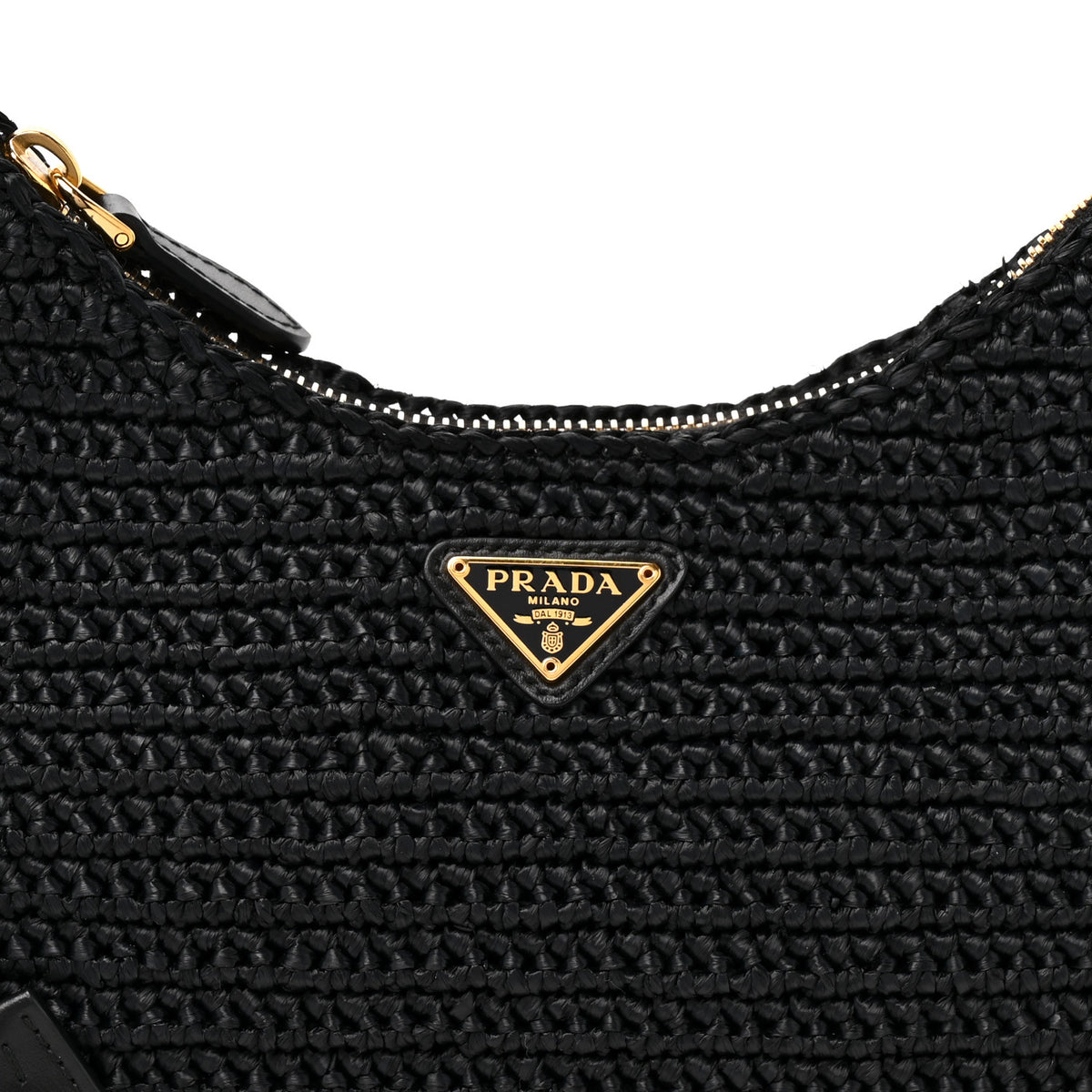 Prada Yarn Raffia Effect Crochet Re-Edition 2005 Shoulder Bag Black 7 of 9