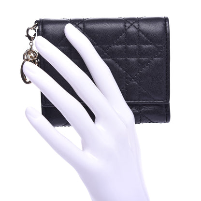 Christian Dior Lambskin Cannage Lady Dior Lotus Wallet Black 2 of 9