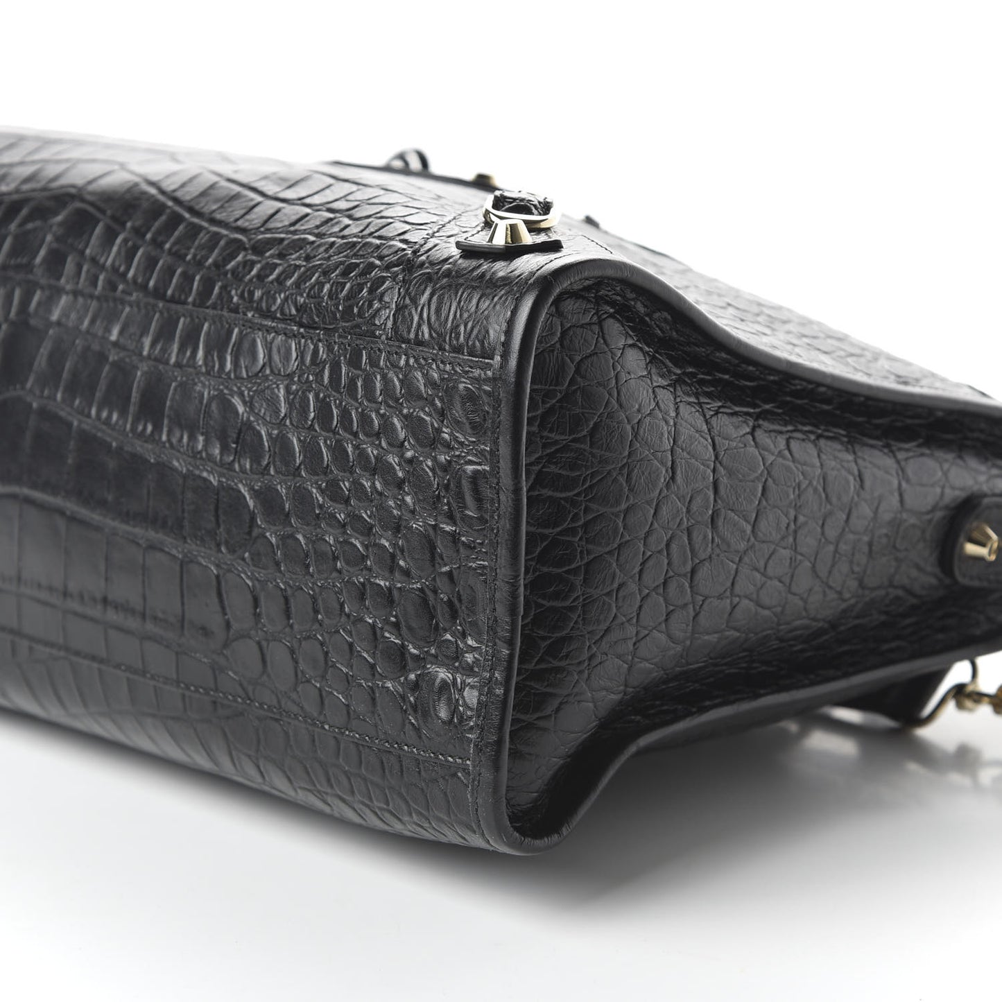 Calfskin Crocodile Embossed Classic Hardware City Black