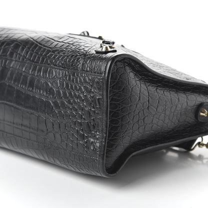 Balenciaga Calfskin Crocodile Embossed Classic Hardware City Black 8 of 11