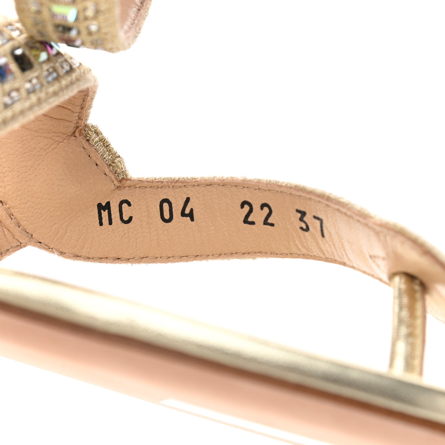 Christian Dior Metallic Cotton Embroidered Crystal Embellished Poison-D Sandal 37 Pale Gold 8 of 9
