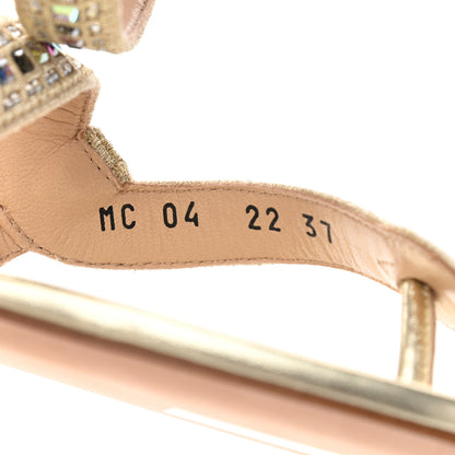 Christian Dior Metallic Cotton Embroidered Crystal Embellished Poison-D Sandal 37 Pale Gold 8 of 9