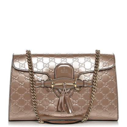 Gucci Shine Guccissima Medium Emily Chain Shoulder Bag Dark Cipria 1 of 6
