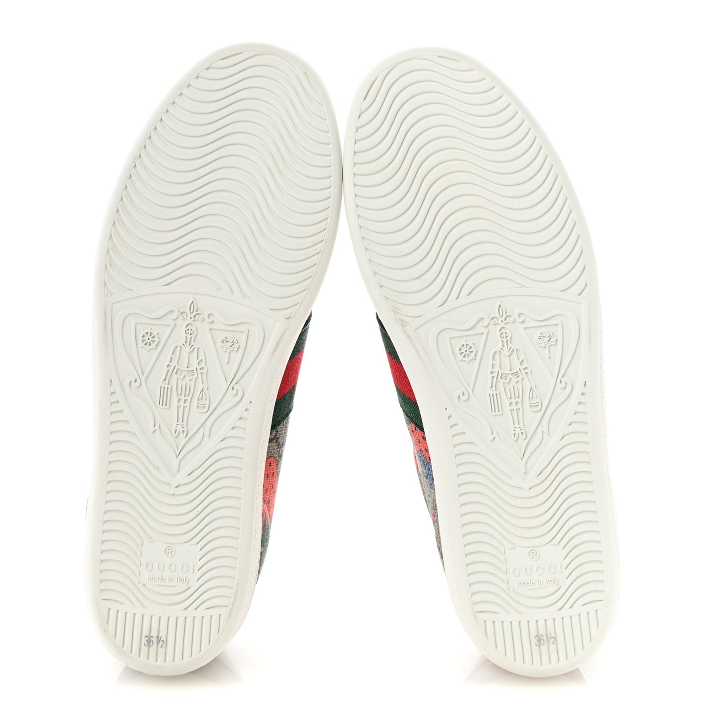 GG Supreme Monogram Strawberry Web Womens Ace Sneakers 36.5 Beige Multicolor Red Green