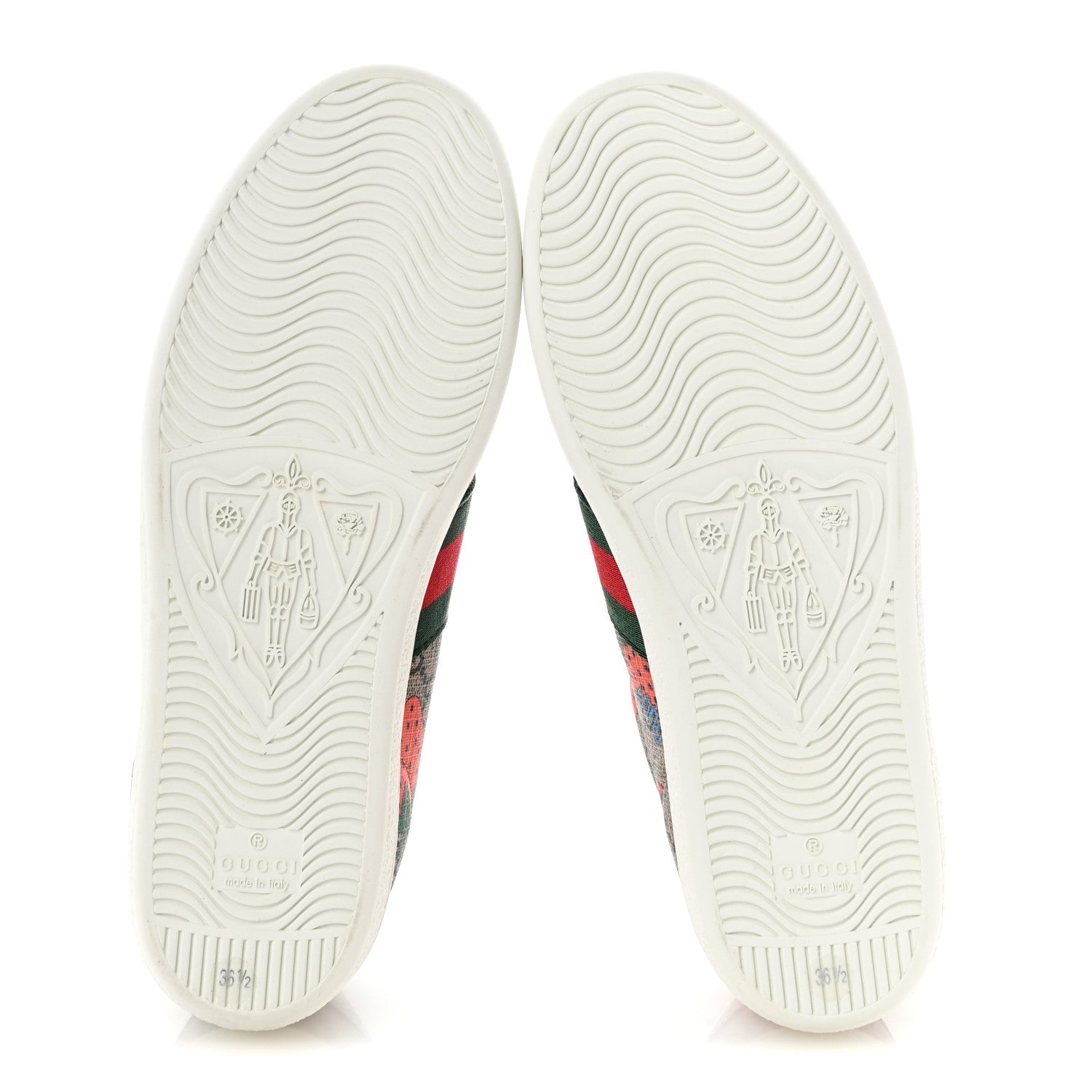 Gucci GG Supreme Monogram Strawberry Web Womens Ace Sneakers 36.5 Beige Multicolor Red Green 6 of 10