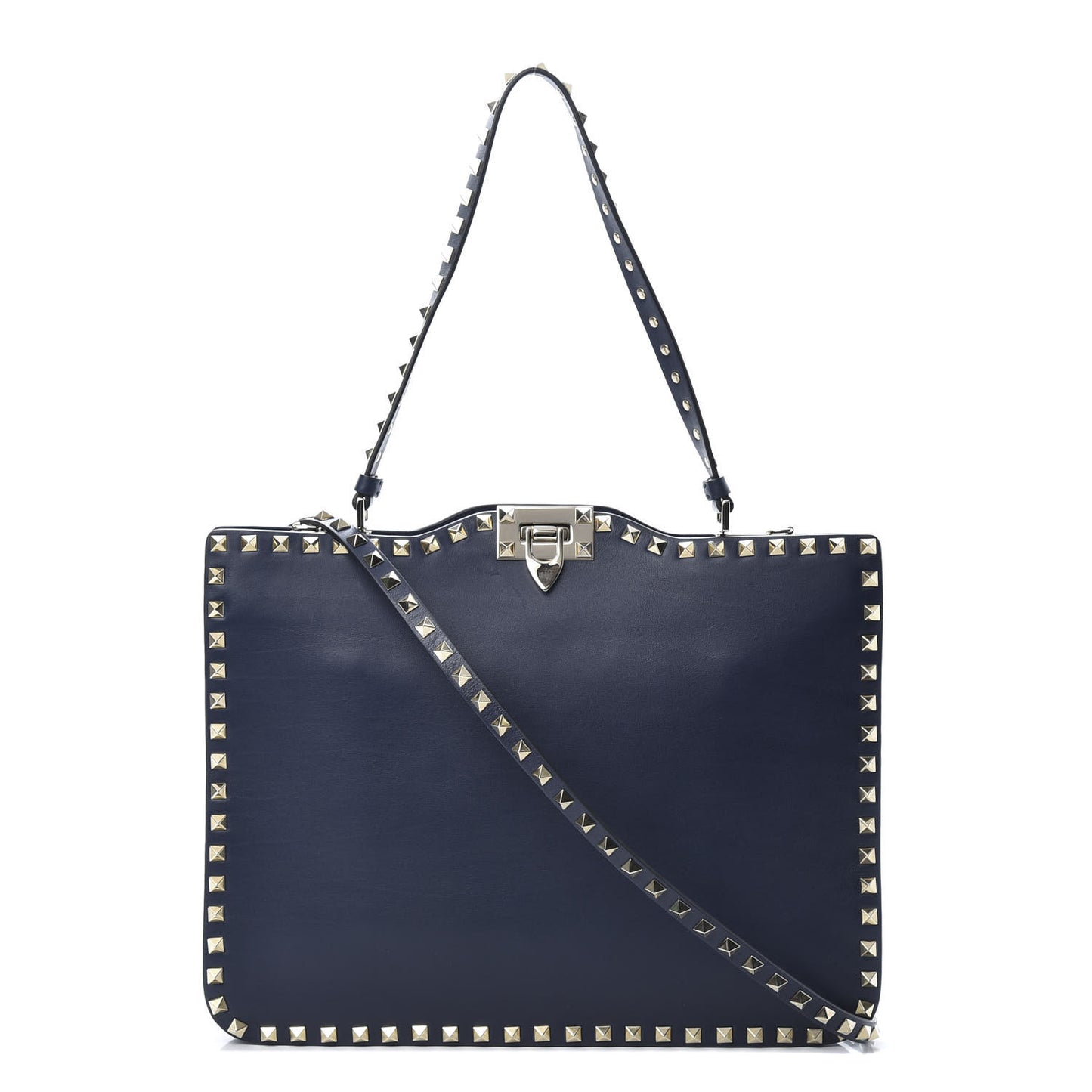 Vitello Rockstud Flip-Lock Shoulder Bag Marine