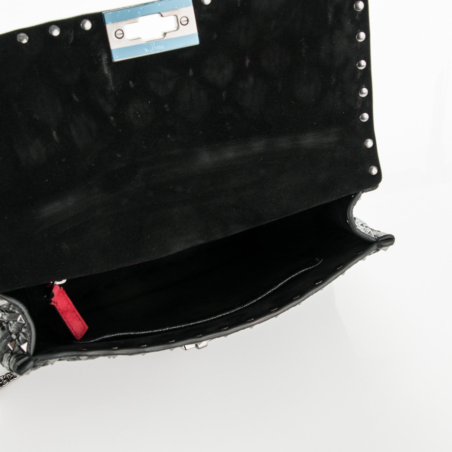 Valentino Garavani Craquele Nappa Medium Rockstud Spike Shoulder Bag Black 5 of 7
