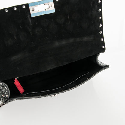 Valentino Garavani Craquele Nappa Medium Rockstud Spike Shoulder Bag Black 5 of 7