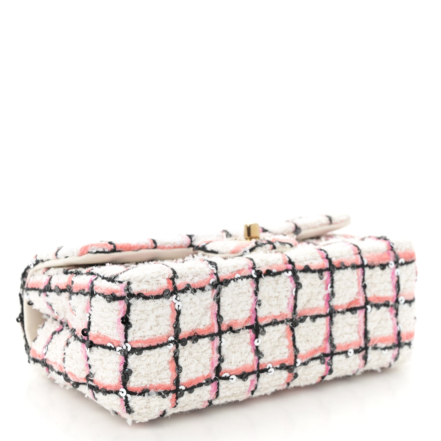 Tweed Sequin Mini Rectangular Flap White Multicolor