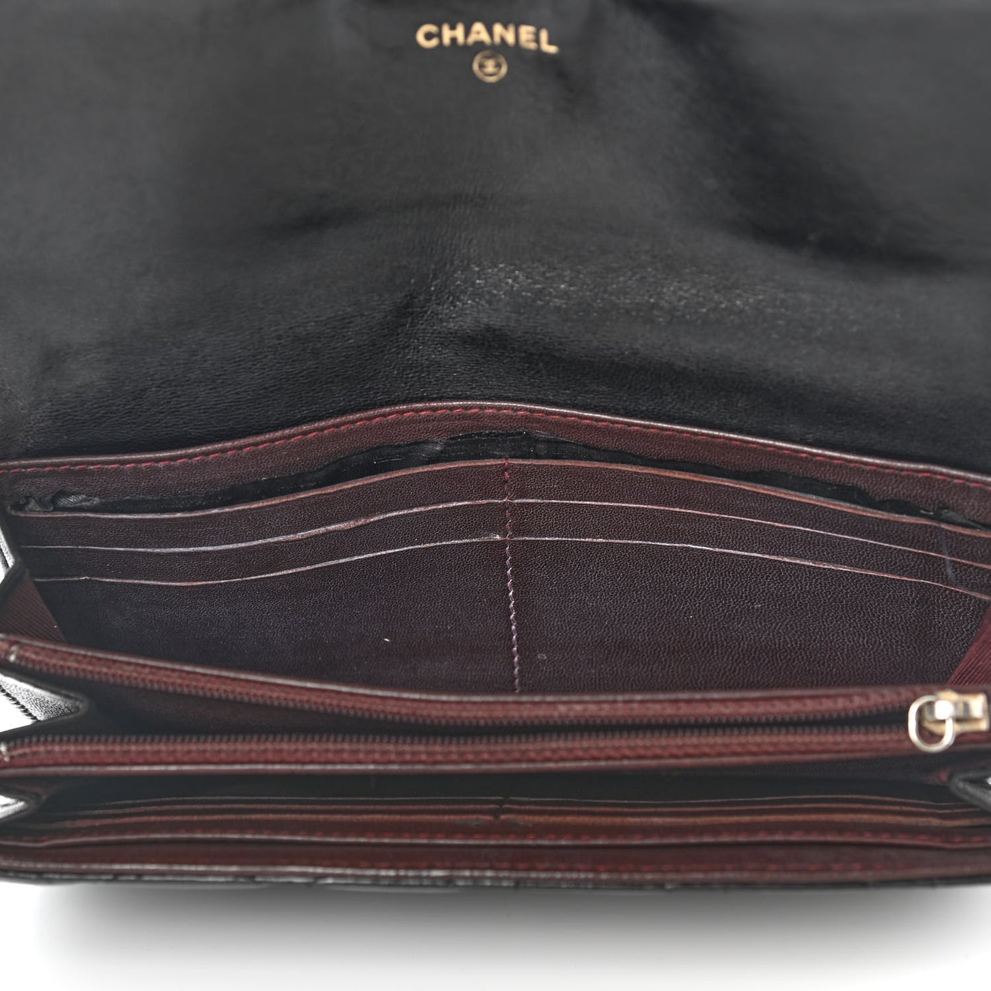 Lambskin Quilted Large Gusset Flap Wallet Black