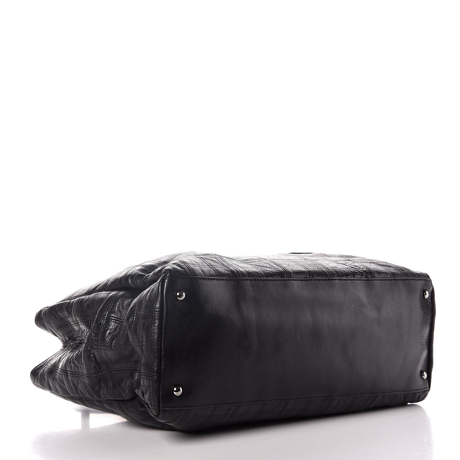 Chanel Lambskin Square Stitched Lax Shopping Tote Black 4 of 10