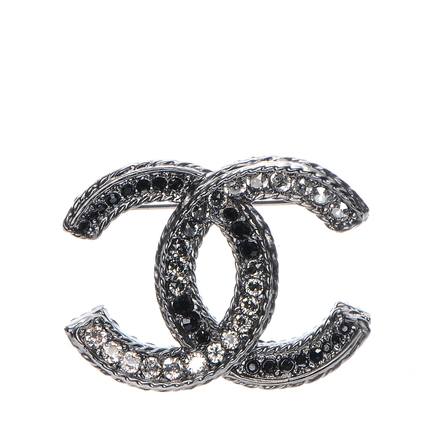 Ruthenium Crystal CC Brooch Black