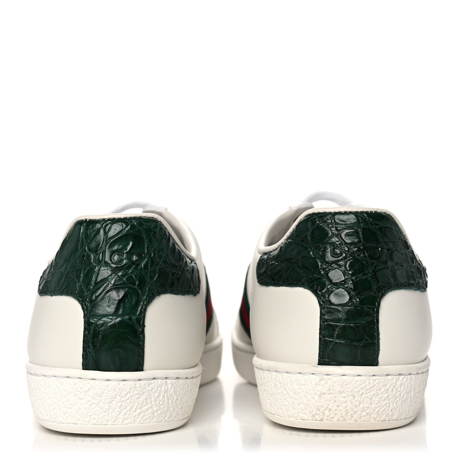 Gucci Calfskin Crocodile Web Womens Ace Sneakers 36.5 White Green 9 of 11