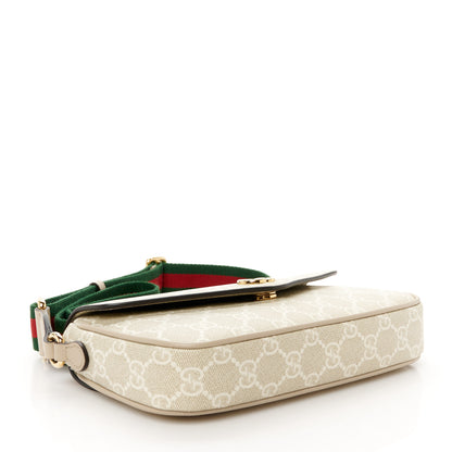 Gucci GG Supreme Monogram Textured Dollar Calfskin Web Mini Ophidia Envelope Shoulder Bag Beige Mystic White Oatmeal 4 of 11