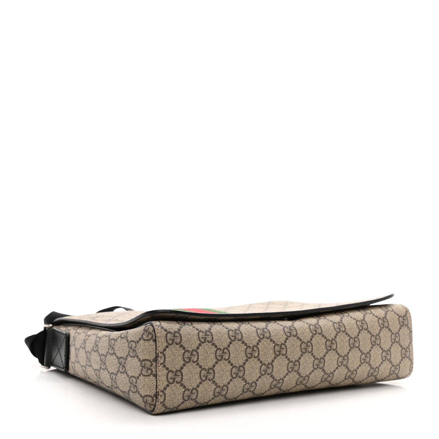 Gucci GG Supreme Monogram Web Flap Messenger Bag Black 4 of 8