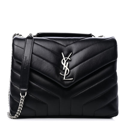 Saint Laurent Calfskin Y Quilted Monogram Small Loulou Chain Satchel Black 1 of 4