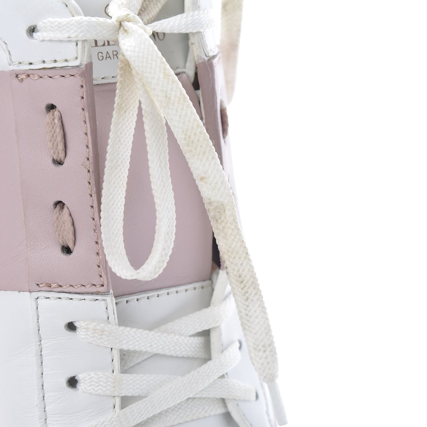 Calfskin Rockstud Open Sneakers 40 White Water Rose