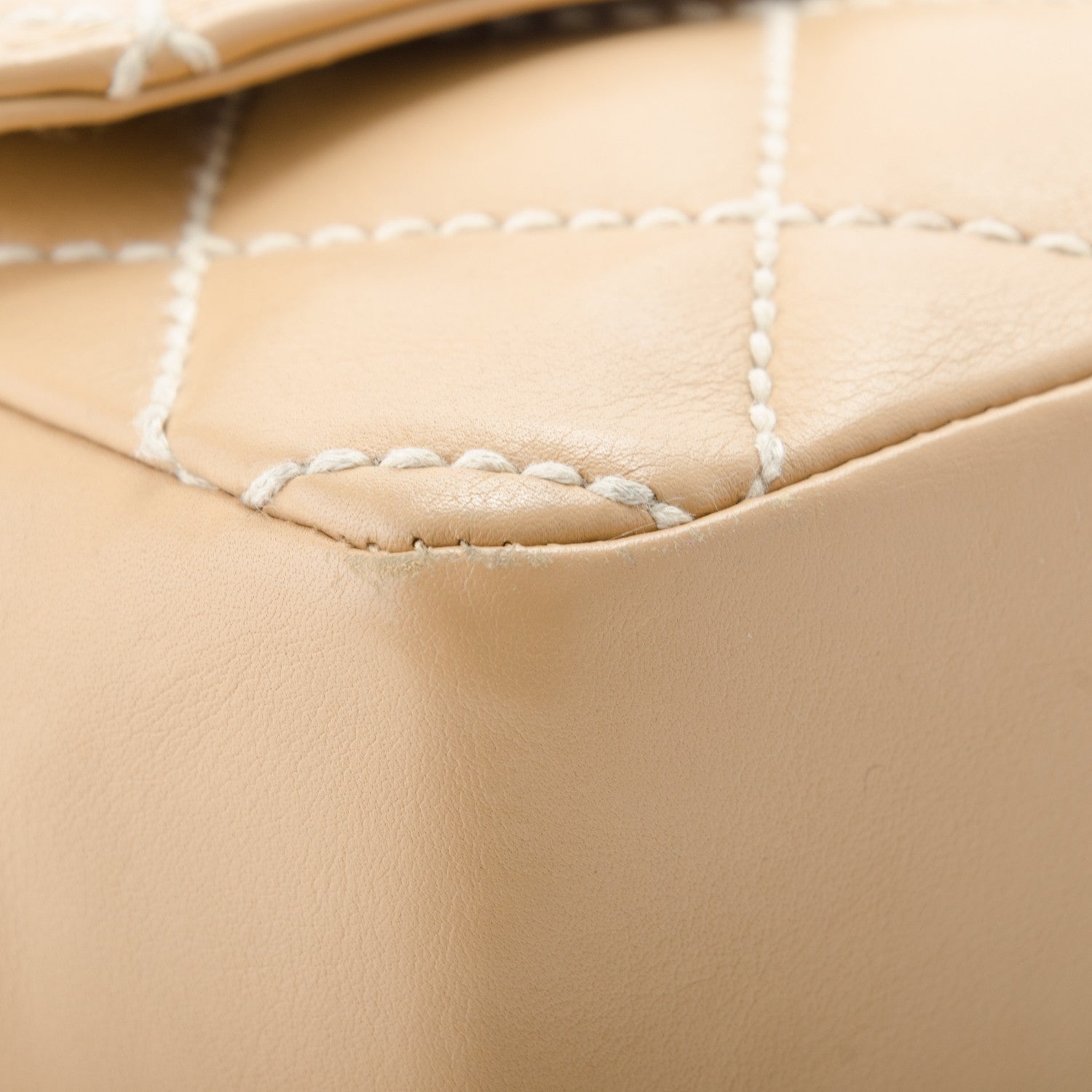 Chanel Calfskin Quilted Medium Wild Stitch Flap Beige 10 of 10