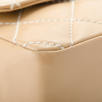 Chanel Calfskin Quilted Medium Wild Stitch Flap Beige 10 of 10