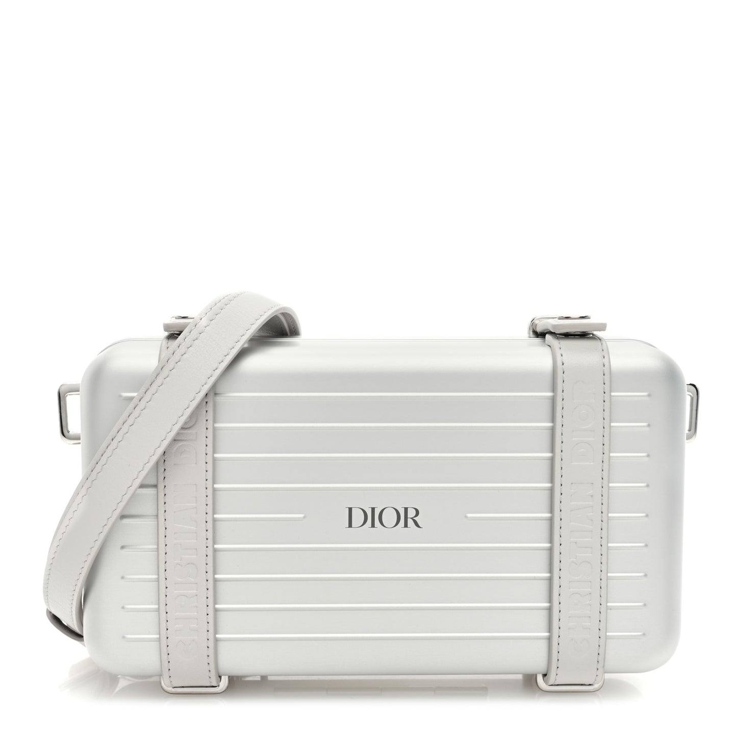 X RIMOWA Aluminum Personal Clutch On Strap Silver