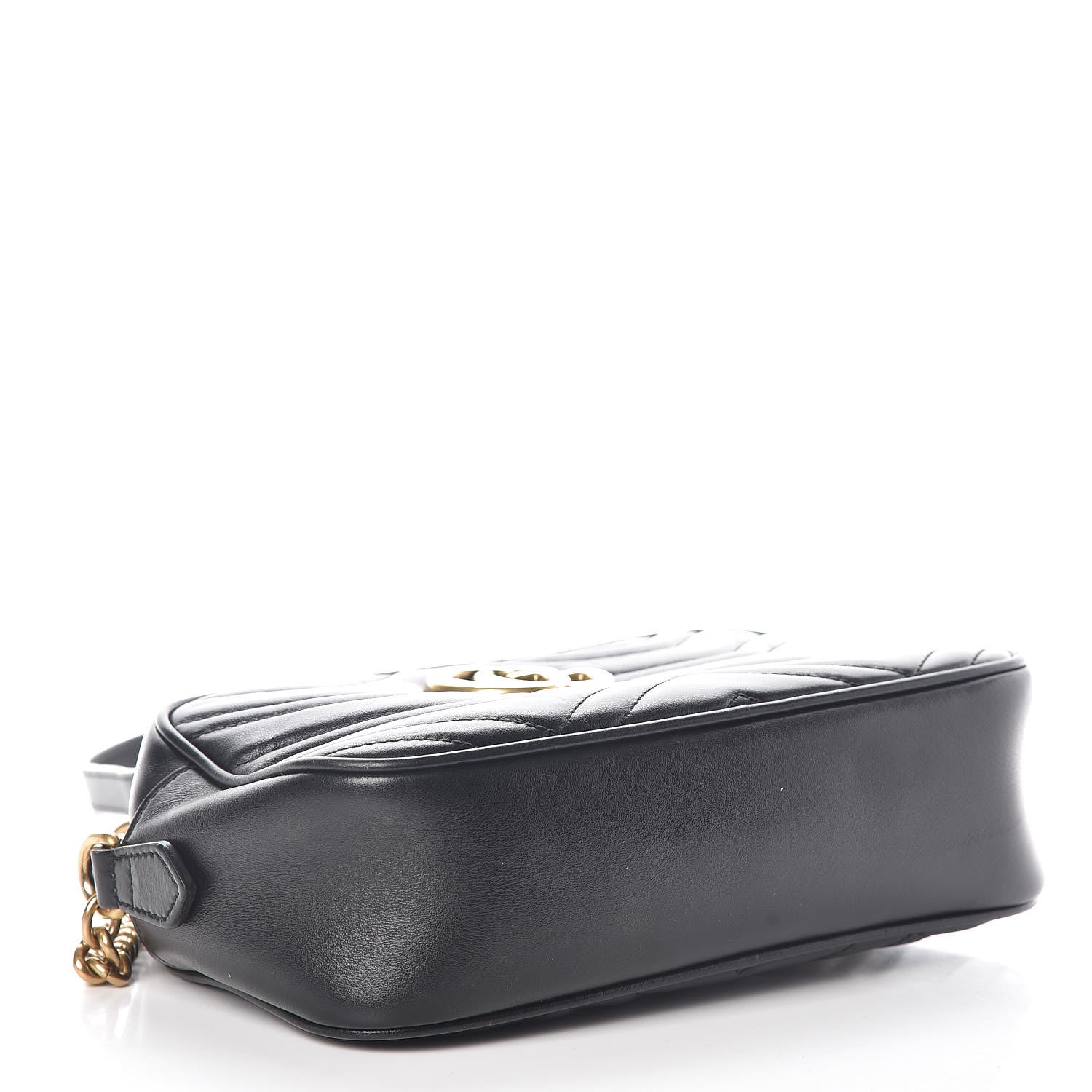 Gucci Calfskin Matelasse Small GG Marmont Chain Shoulder Bag Black 4 of 9