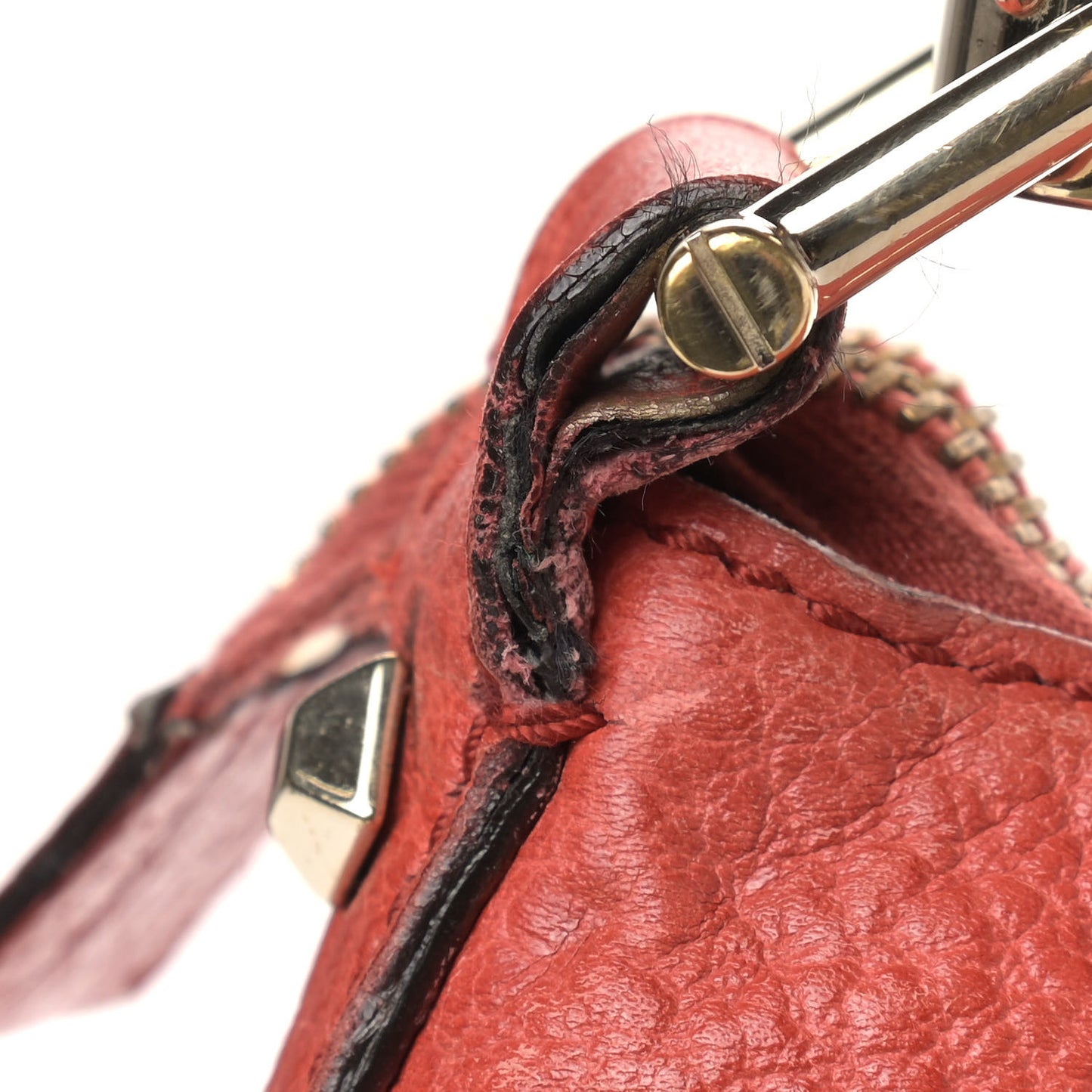 Calfskin Bamboo Top Handle Bag Coral