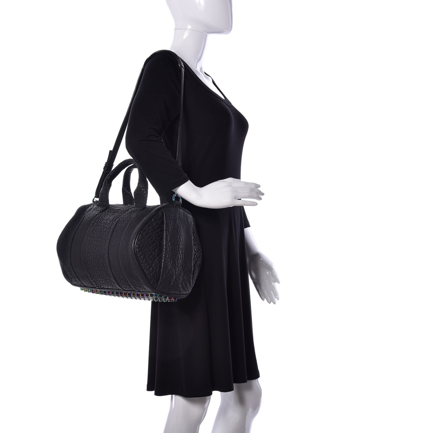 Pebbled Lambskin Rocco Matte Black Iridescent Hardware