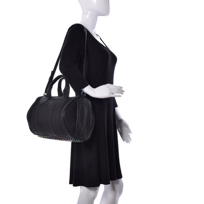Alexander Wang Pebbled Lambskin Rocco Matte Black Iridescent Hardware 2 of 8