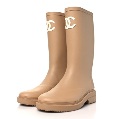 Chanel Caoutchouk CC High Boots 36 Beige 3 of 9