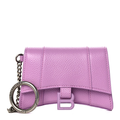 Balenciaga Grained Calfskin Tonal B Hourglass Chain Cardholder Lilac 1 of 10