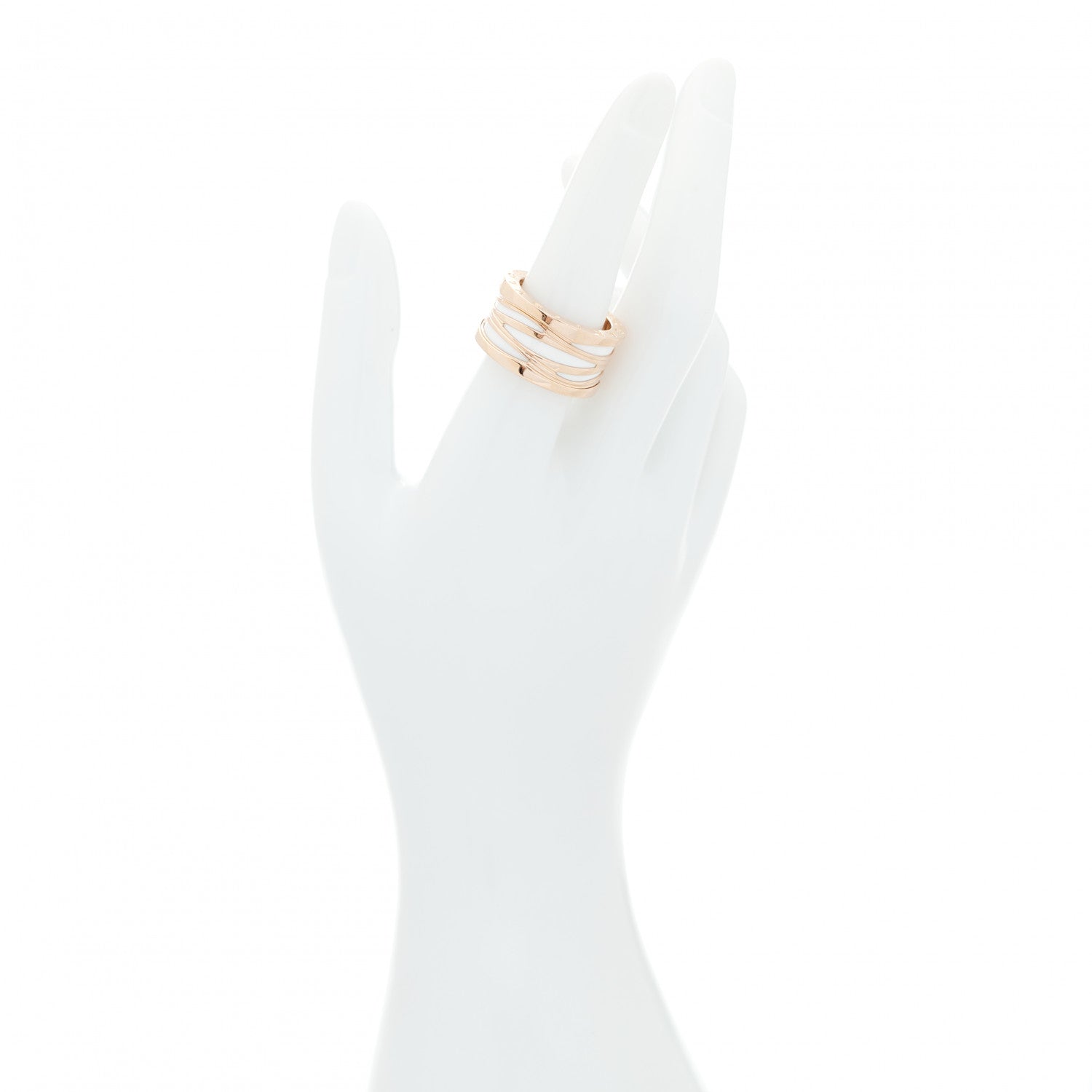 Bulgari 18K Rose Gold White Ceramic B.Zero1 Legend Four-Band Ring 57 8 2 of 6