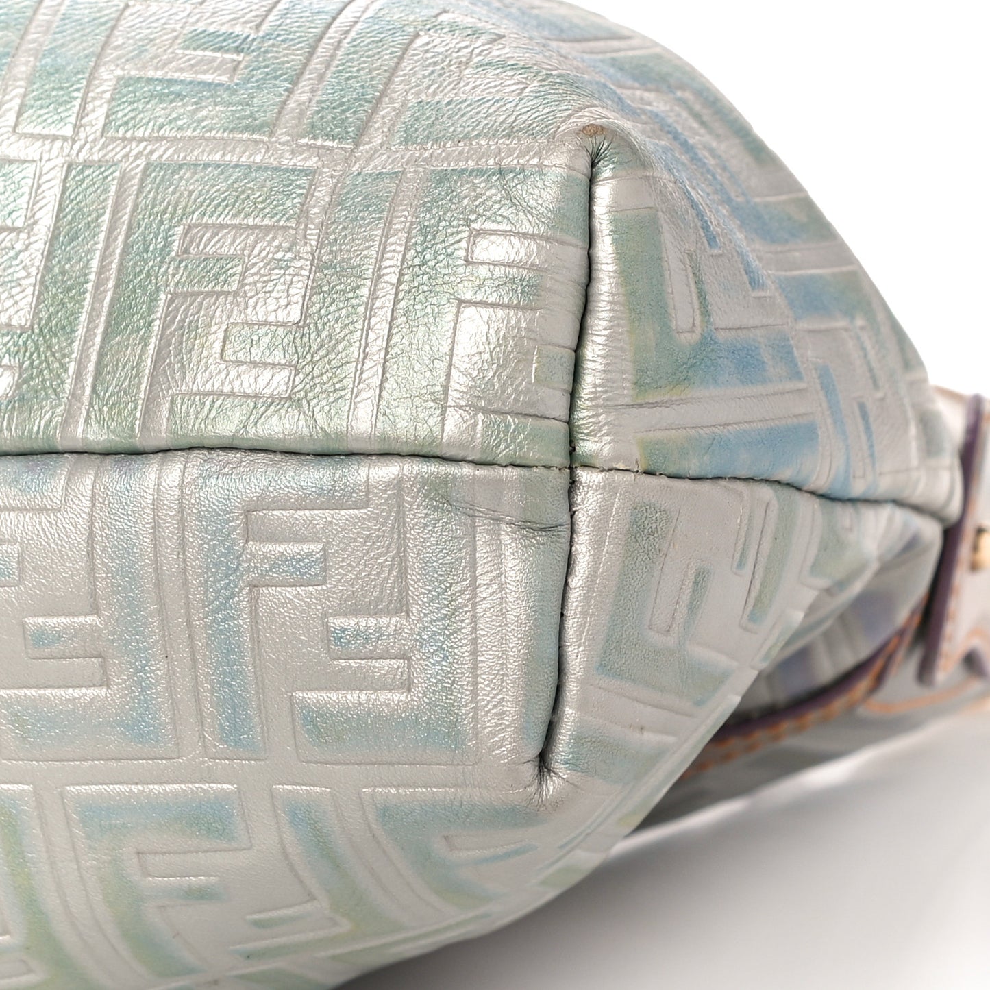 Metallic Calfskin FF Embossed Chef Hobo Multicolor