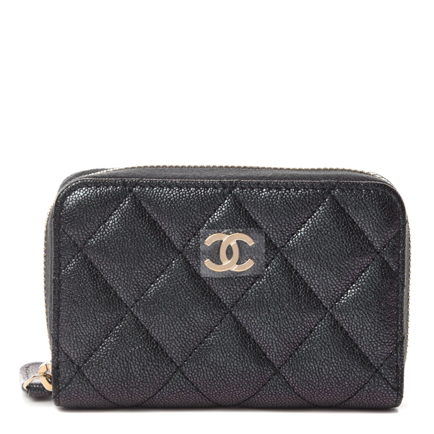 Chanel Iridescent Caviar Quilted Zip Coin Purse Black 1 of 8