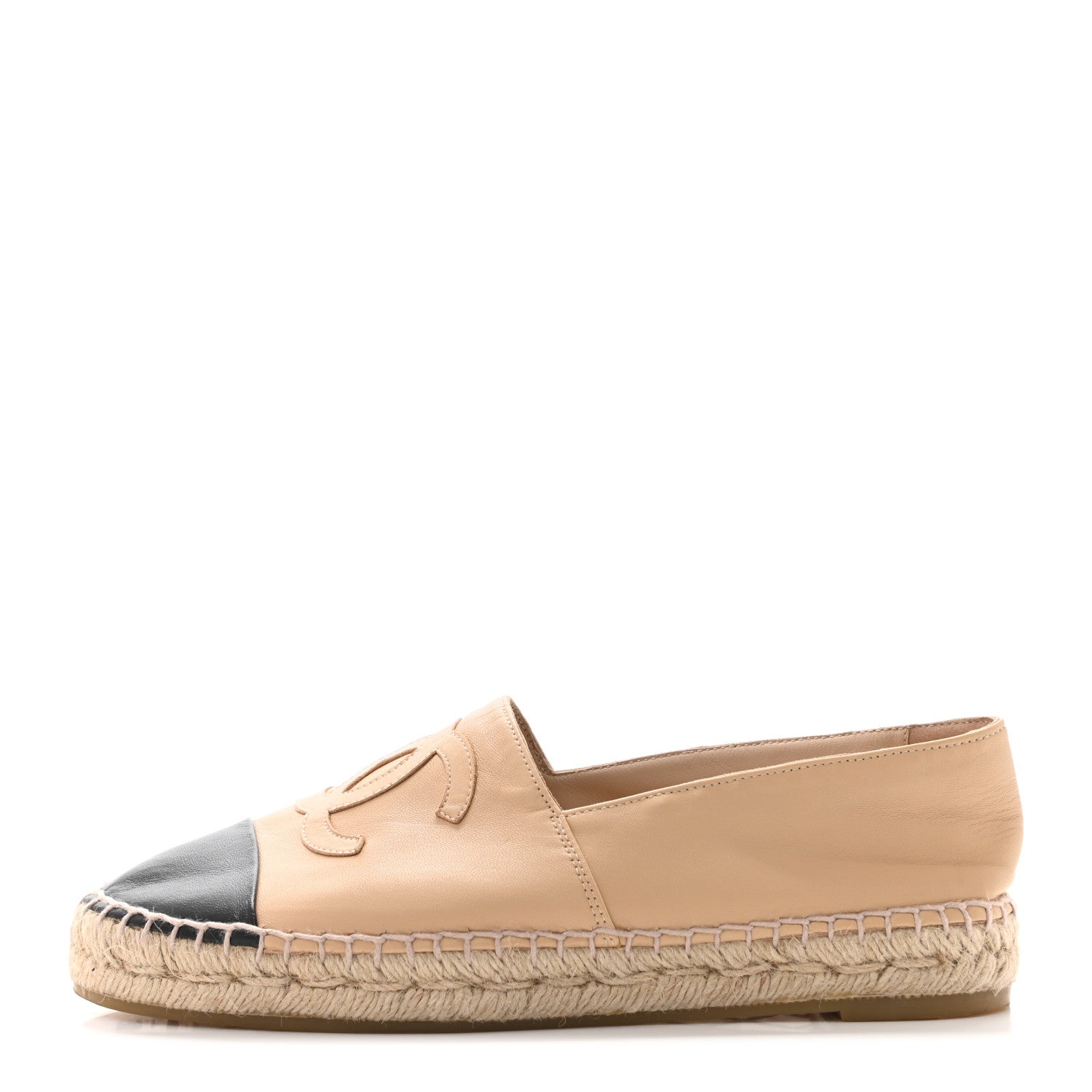 Chanel Lambskin CC Espadrilles 38 Beige Black 1 of 9