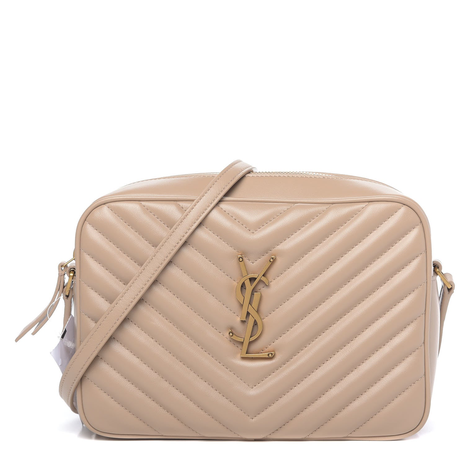 Saint Laurent Calfskin Matelasse Monogram Lou Camera Bag Dark Beige 1 of 8