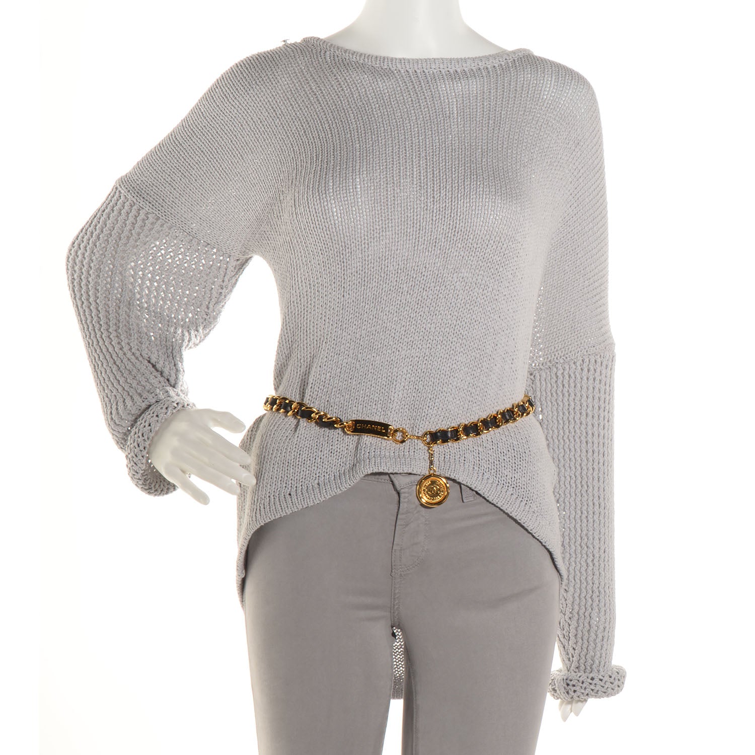 Chanel Leather Gold Chain Link Medallion Belt Black 6 of 6