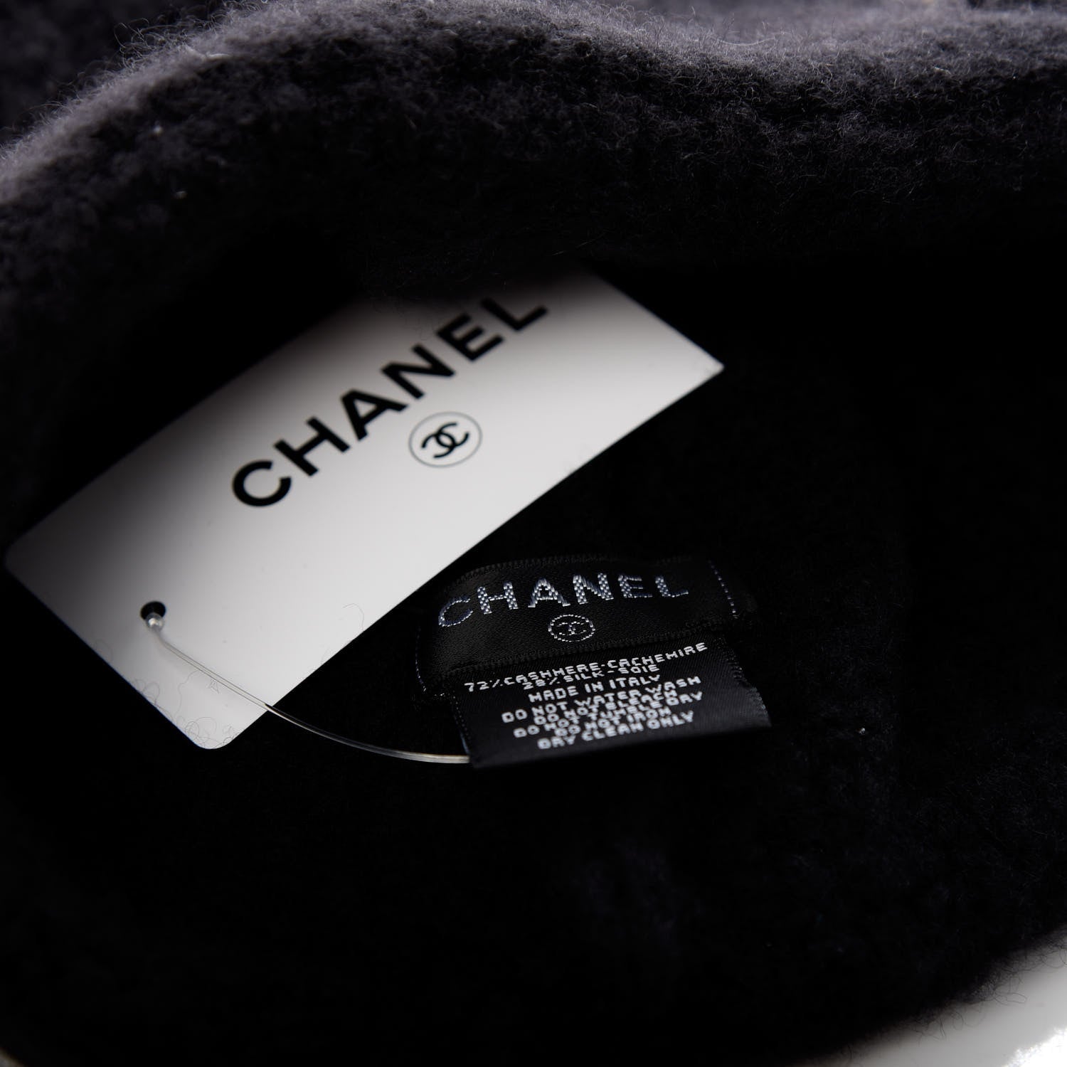 Chanel Cashmere Silk CC Beanie Hat Black 4 of 4