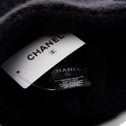 Chanel Cashmere Silk CC Beanie Hat Black 4 of 4