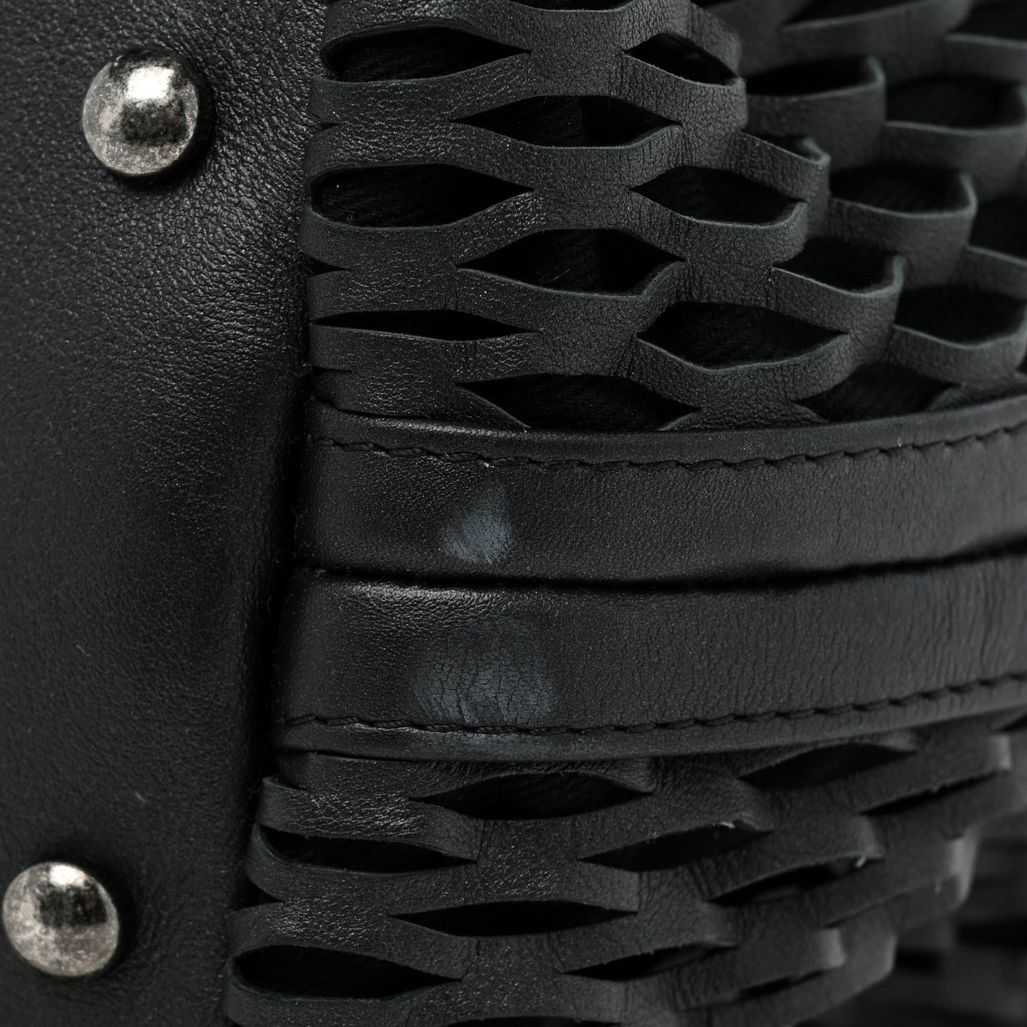 Calfskin Laser Cut Perforated CC Tote Black