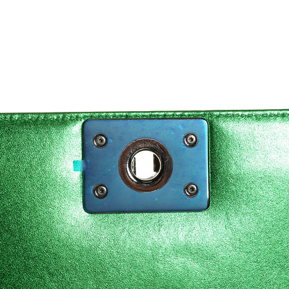 Chanel Metallic Patent Calfskin Medium Boy Flap Green 5 of 8