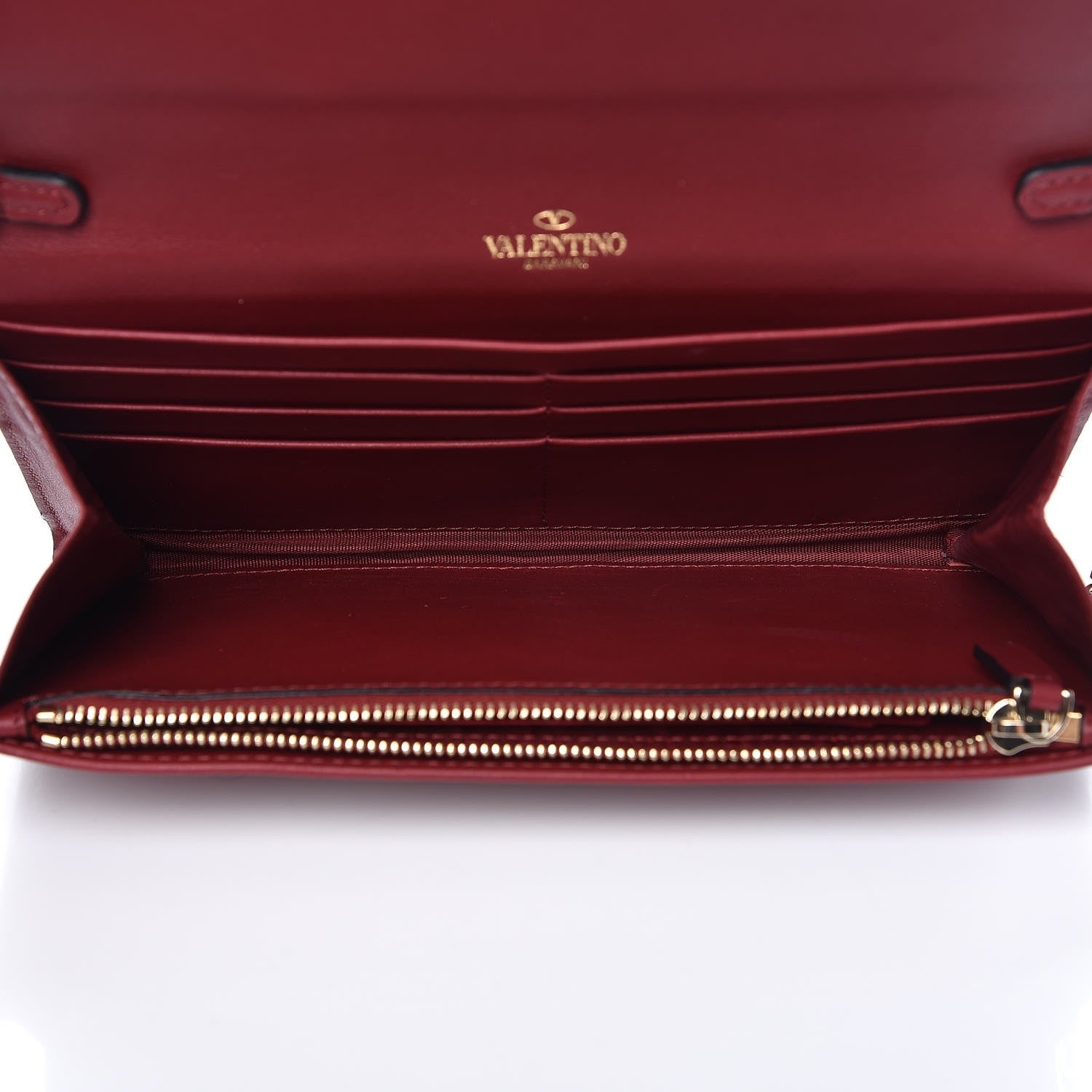 Valentino Garavani Vitello Rockstud Crossbody Wallet On Chain Rubino 5 of 8
